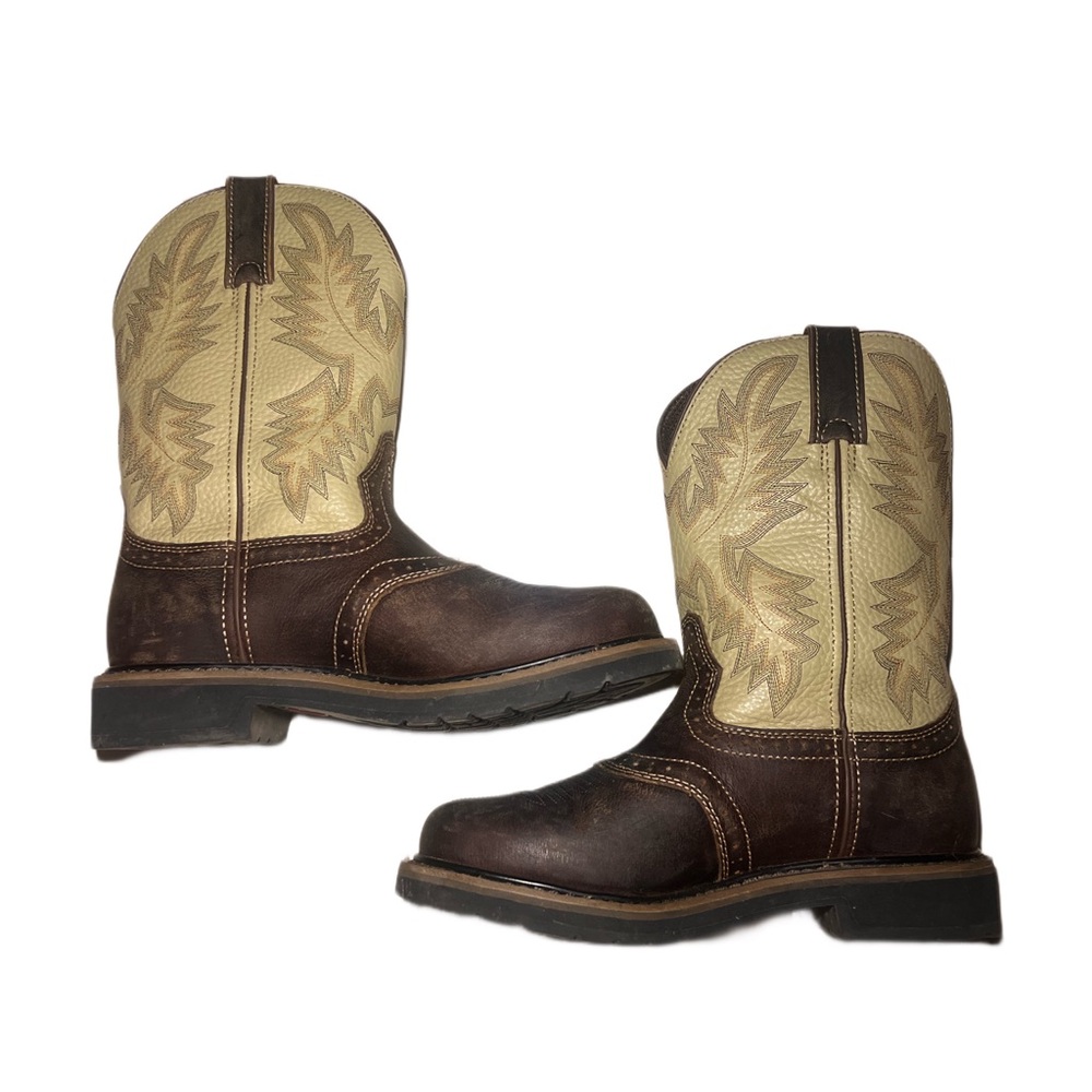 Justin Two Toned Leather Western Work Cowboy Boots